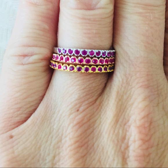 Ruby colored stacking rings - Picture 1 of 3